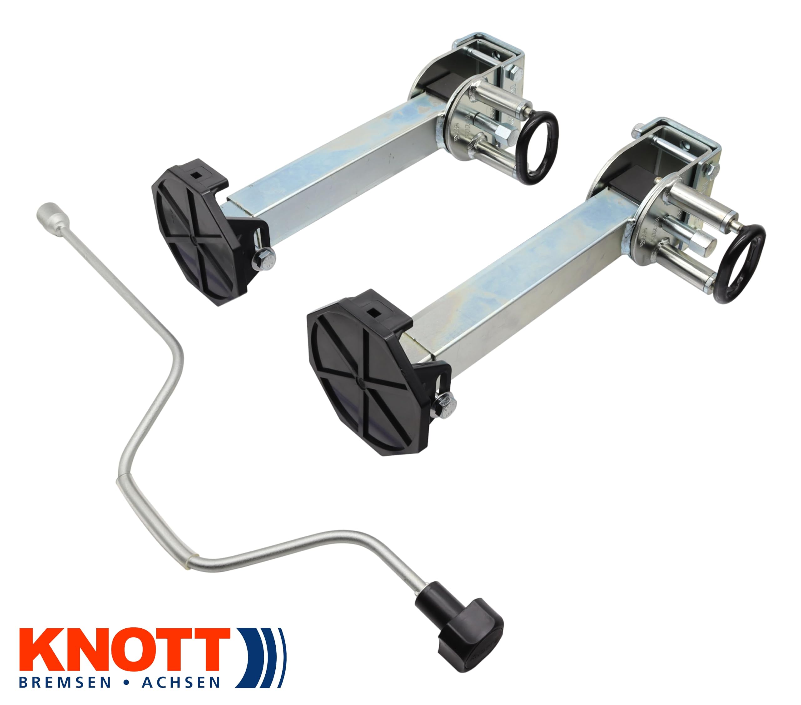 trailer parts4u Set Knott Schwenkstützen inklusive Kurbel 410mm 600kg Ausdrehstütze Kurbelstütze ausdrehbar schwenkbar PKW Anhänger 426310.001