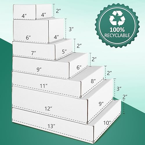 Miniatura 10 de Euapko - Sobres de cartón corrugado de 7 x 5 x 2 pulgadas, cajas de envío pequeñas de cartón blanco para pequeñas empresas, paquete de 25 unidades