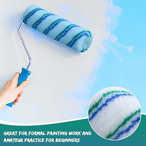 Miniatura 7 de Cubiertas de rodillo de pintura de 9 x 38 pulgadas, cubiertas de poliéster para rodillo de pintura para paredes, techos, suministros de pintura para