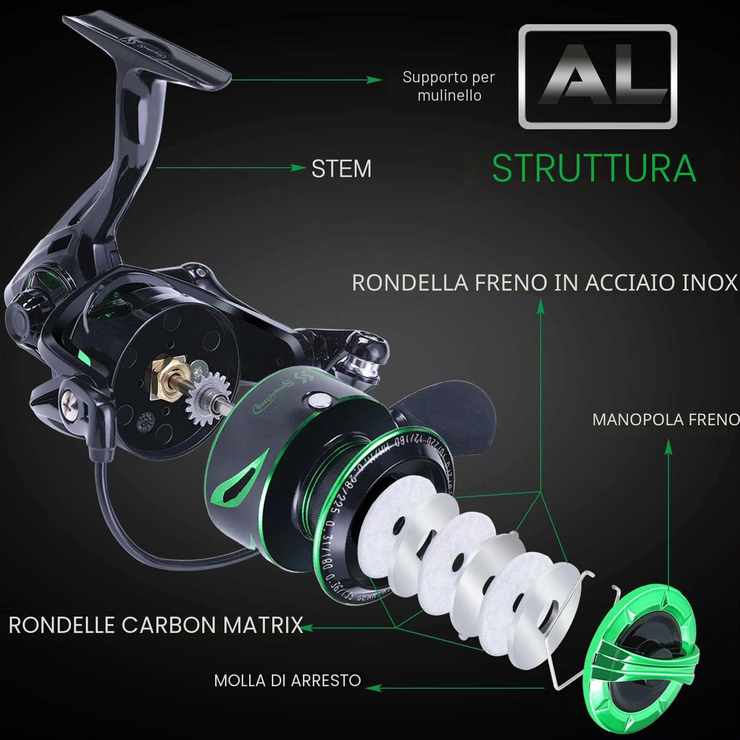 Sougayilang Mulinello da pesca leggero 6,2: 1 rapporto di trasmissione ad alta velocità con 12 + 1 bobina in alluminio BB e CNC per la pesca di acqua dolce e acqua salata