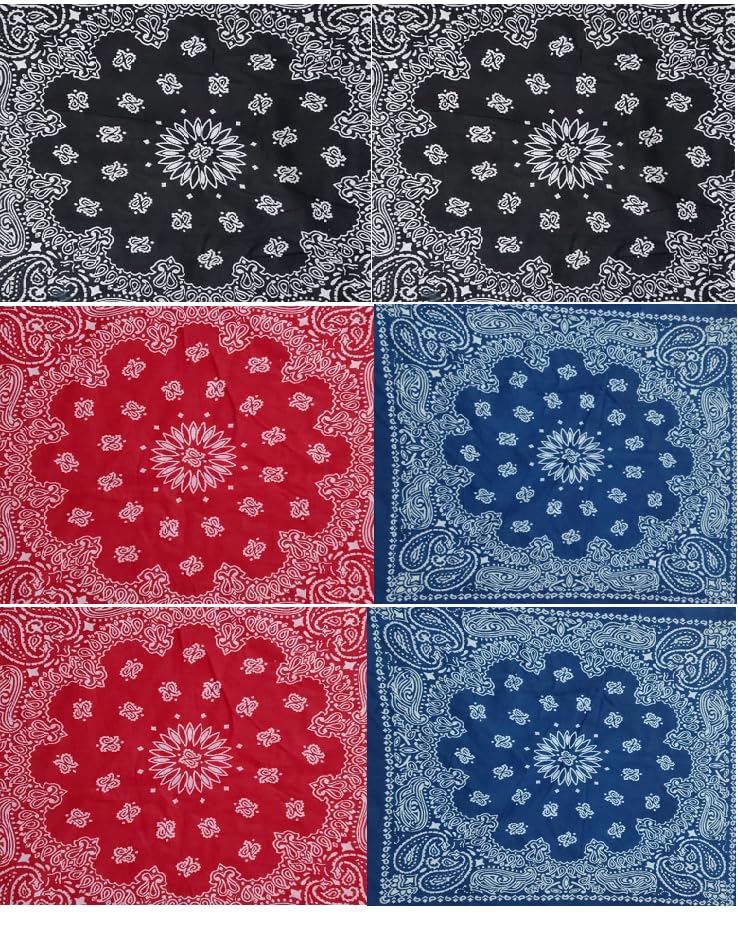Shivanifashions Bandanas Multi-Purpose Bandanas Paisley Cowboy Polyester Headbands 22x22 inch (Set Of 3Pcs) (Paisley 1)