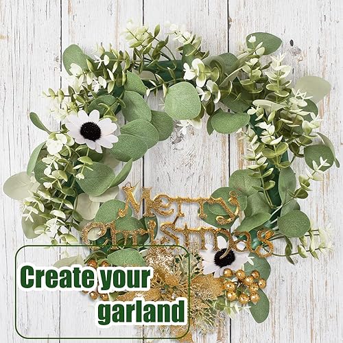 HOKPA 200 hojas artificiales de eucalipto, hojas verdes falsas a granel para corona de boda, guirnalda de boda, boutonnieres, baby shower, pastel,