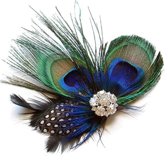 Amazon Co Jp Sevenandeight 髪飾り 羽根 女性 孔雀の羽 手作り 花嫁 ヘアアクセサリー 成人式 ヘアピン クリップ かわいい ジュエリー