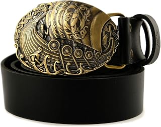 Leather belt with brass buckle Viking warship Drakkar; warrior belt buckle; Scandinavian belt buckle; Nordic military buckle;