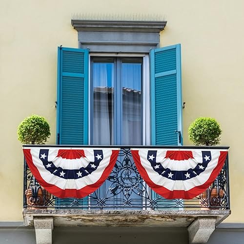 Miniatura 5 de Paquete de 2 banderas plisadas de Estados Unidos, bandera estadounidense de 3 x 6 pies, bandera patriótica de Estados Unidos con cabecera de lona y