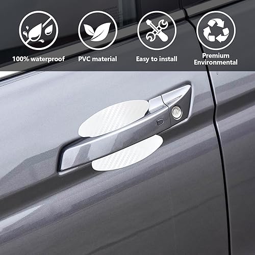 Miniatura 4 de Augeny 4 protectores contra arañazos para manijas de puerta de automóvil, textura de fibra de carbono, protector de pintura para manija lateral de