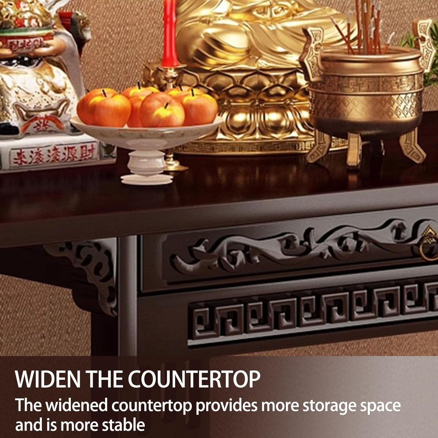 Bamboo Console Shrine Altar Table,Personal Shrine Stand,Prayer Meditation Table,Chinese Cabinet Pedestal Offering Tables for Buddhist Temples(80cm/31.5in)