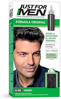 Just For Men, Tinte Colorante En Shampoo, Negro H55, Opción Ideal Para Cubrir 100% de Las Canas, 66ml
