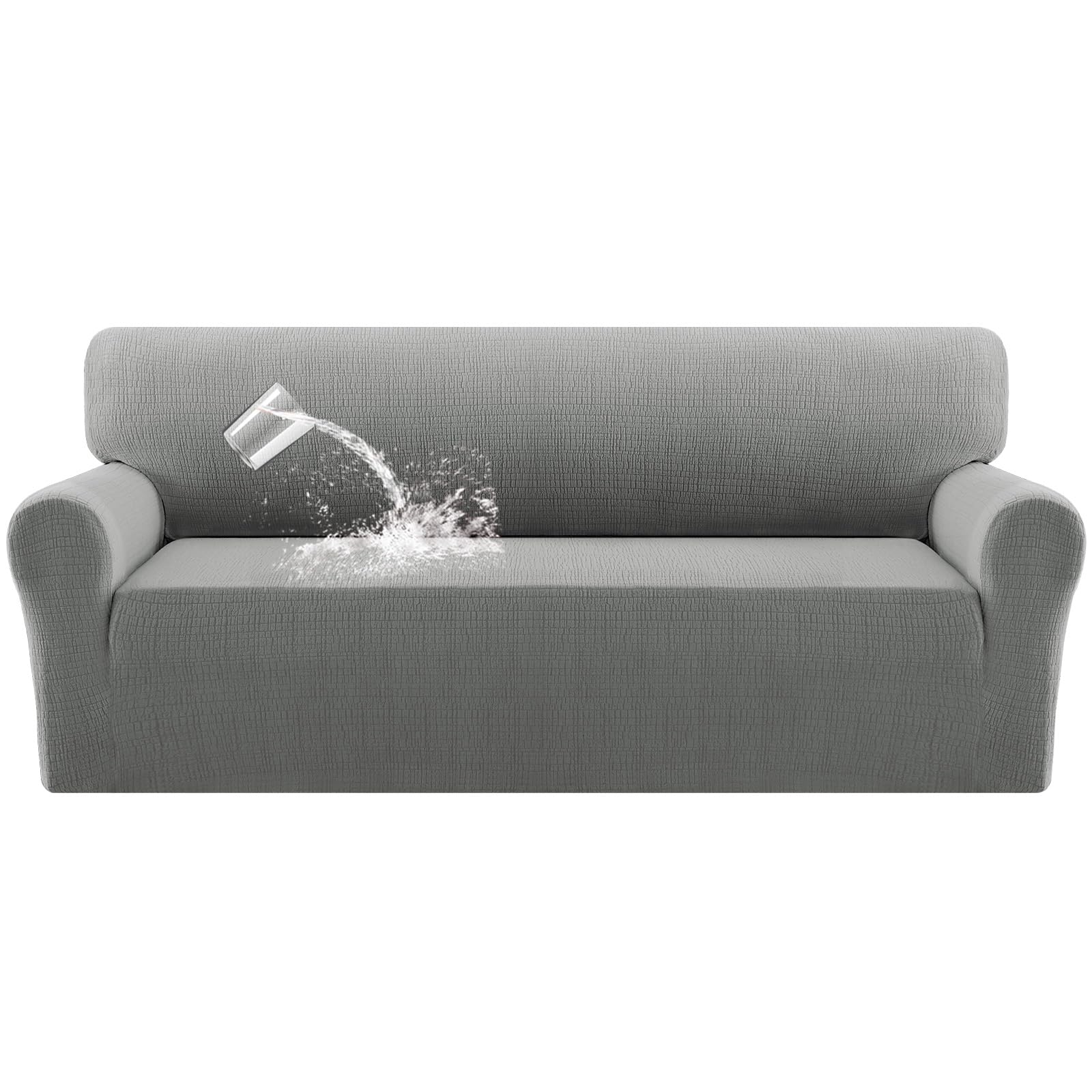 Bellahills Dove Waterproof Sofa Cover 4 Seater High Stretch 1 Piece Couch Cover For Dogs Universal Sofa Slipcover Non Slip Furniture Protector Jacquard Spandex Fabric (4 Seater, )