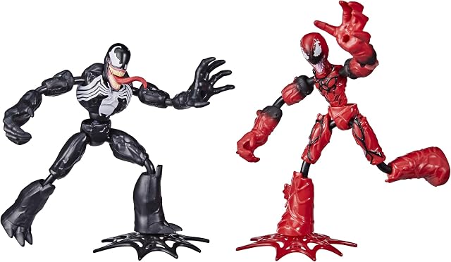 Marvel Spider-Man Bend and Flex Venom Vs. Carnage Action Figure Toys, 6-inch Flexible Figures, For Kids Ages 4 And Up