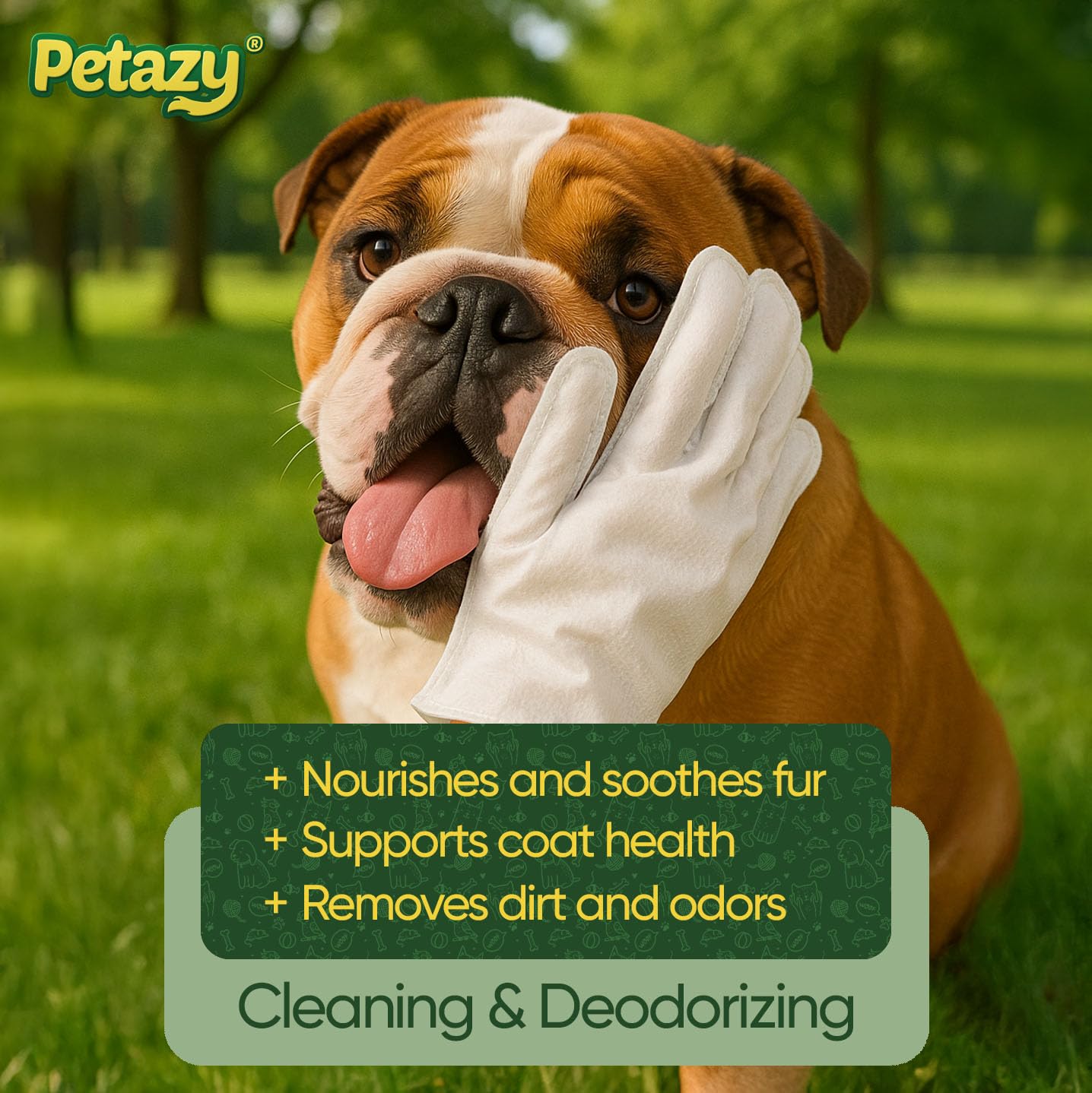 Pet Glove Wipes for Dogs & Cats – 50 Pack | Hypoallergenic, No Rinse, Extra Thick Cleaning Gloves with Aloe & Coconut Oil | Paws, Face, Ears & Butt | Travel Friendly, Gentle & Safe - image 2