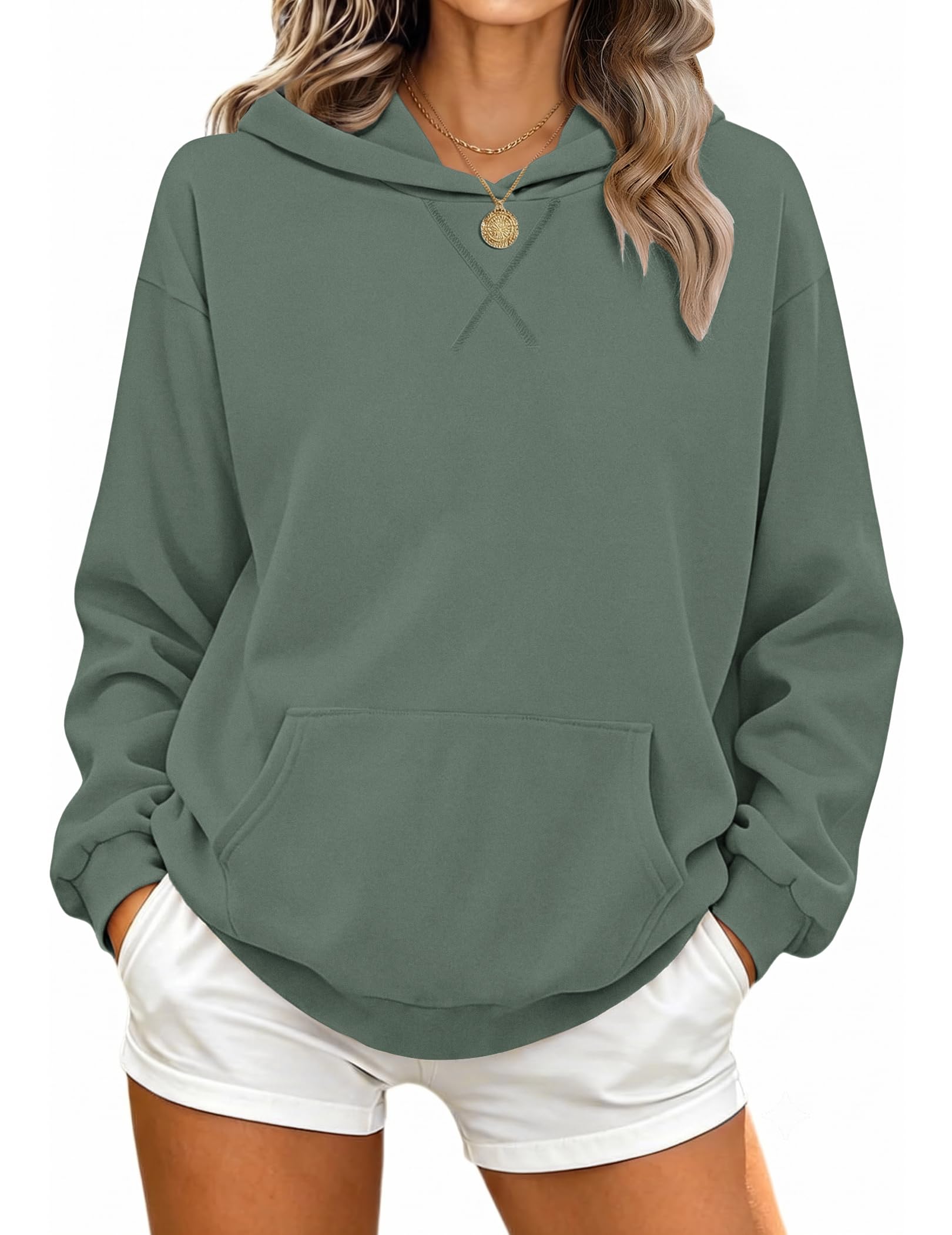 AUSELILY Women Sweatshirt Crewneck Hoodies Pullover Long Sleeve Tops Hooded | Women Oversized Hoodies, Large Kangaroo Pocket, Crewneck Cute Hoodies pullover, Comfort Colors Sweatshirt