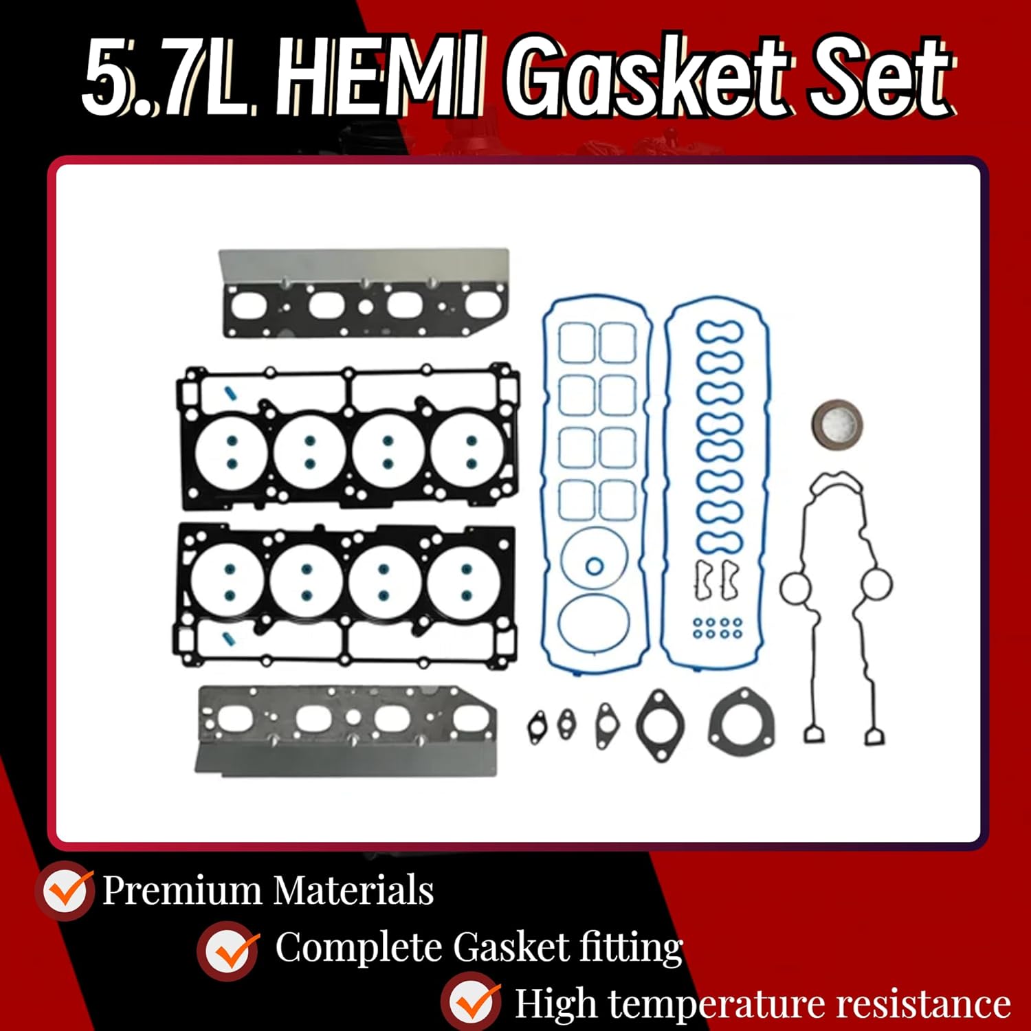5.7L Non MDS Hemi Camshaft Lifter Kit w/Head Gasket Bolts Set Fit for Jeep Grand Cherokee Chrysler 300 Dodge Charger Challenger Durango 2009-2016 V8 5.7L 53022372AA 53021720AD HS26423PT