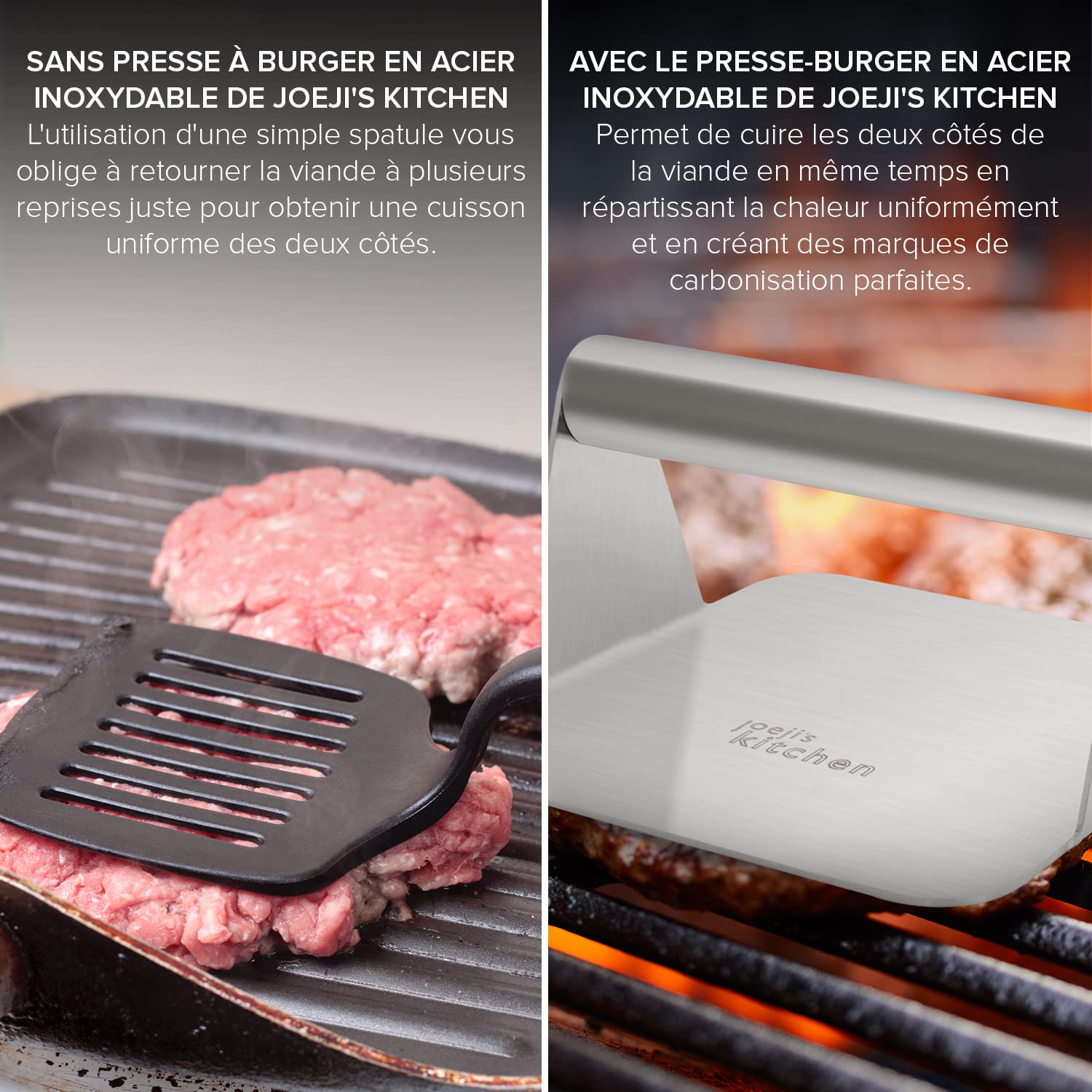 Presse à Hamburger Acier Inoxydable - Round 14,5cm - Pour Burgers, Steaks, BBQ