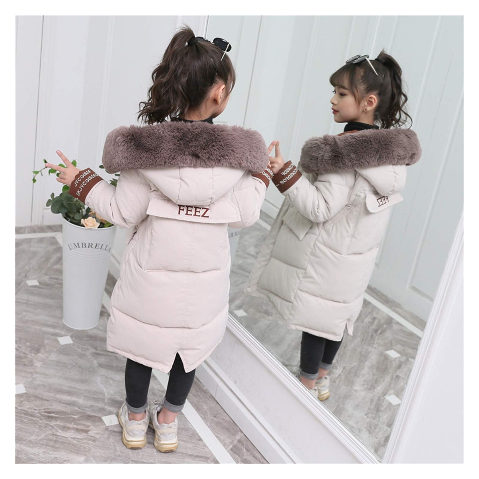 Chaqueta ultraligera cálida y resistente al viento para niños de invierno, de algodón, para niñas, ropa de niños, parka gruesa de piel con capucha (color: rosa, talla de niño: 3T)