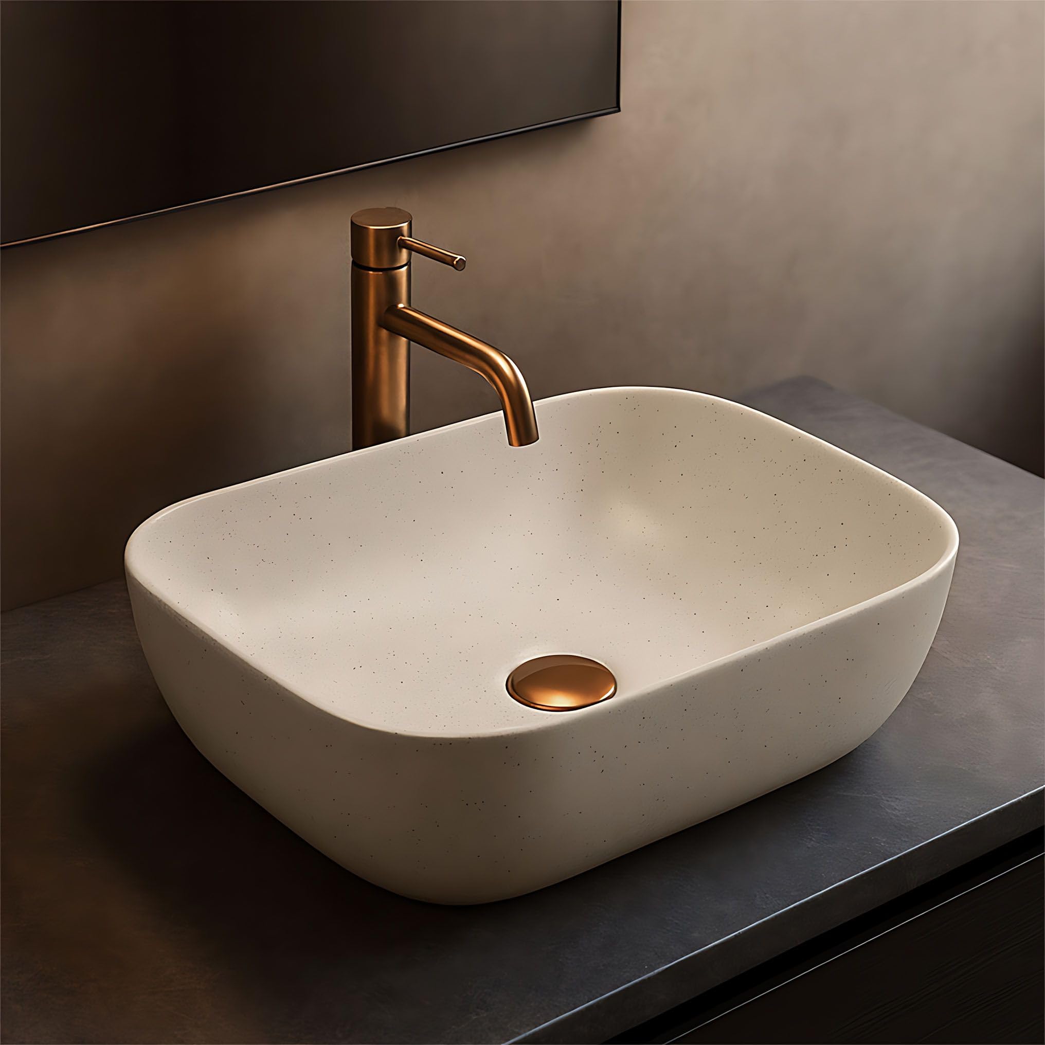 Lavabo Sobre Encimera Rea Belinda Sandy Beige 46,5X33X13,5Cm