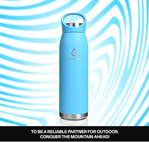 Miniatura 3 de VOLCAROCK Botella de agua deportiva aislada con tapa de transporte, 24 onzas, apta para lavavajillas y sin BPA, botella de agua de acero inoxidable
