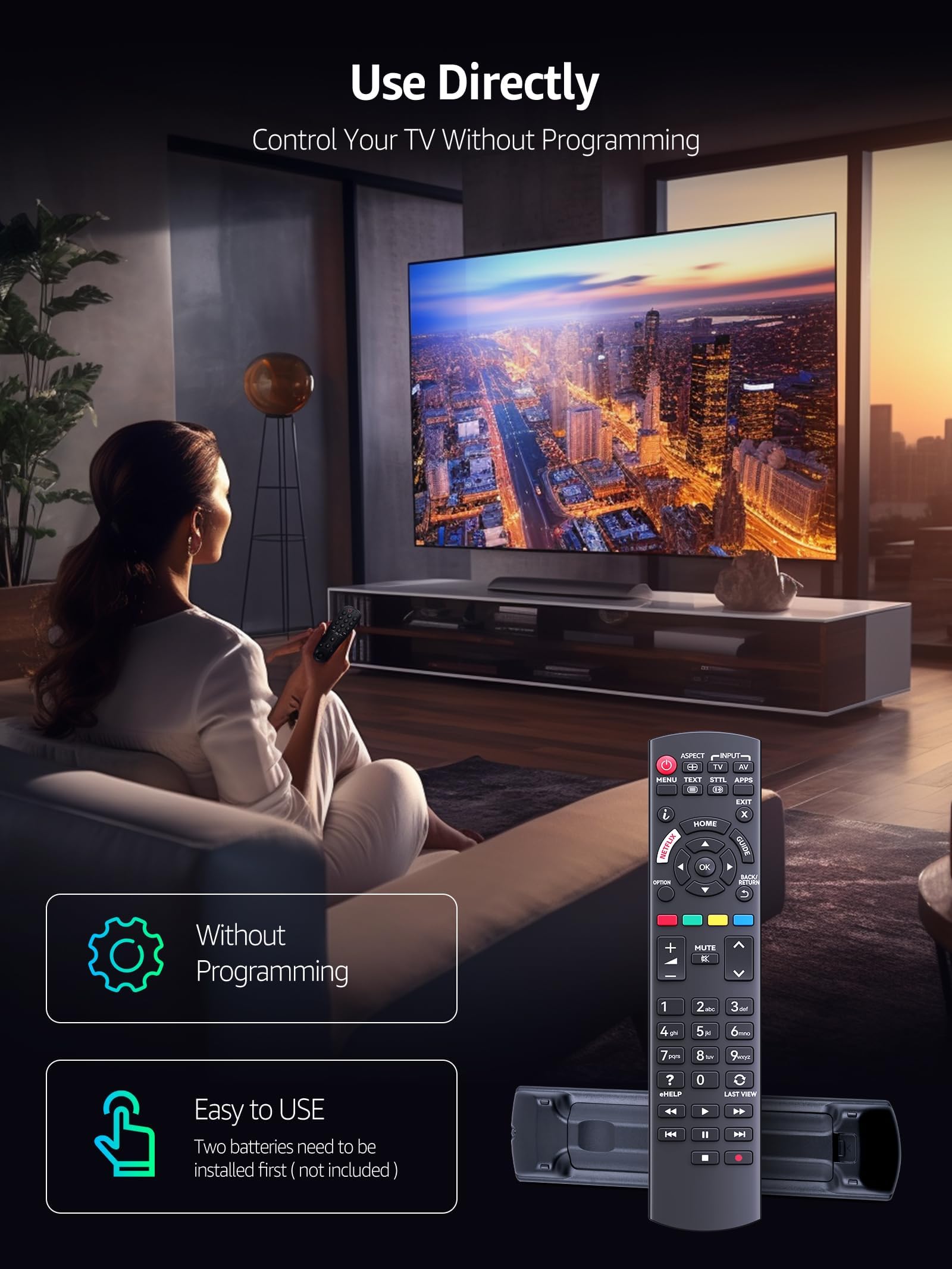 Telecomando Sostitutivo ALLIMITY Per TV Panasonic Viera - Compatibile Con TX-32ES500E, TX-40ES503B E Molti Altri, N2QAYB001109