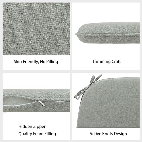 Miniatura 6 de Magpie Fabrics - Juego de 4 cojines para sillas de interiorexterior de 17"x16"x2" con lazos, almohadillas de asiento en forma de U impermeables para