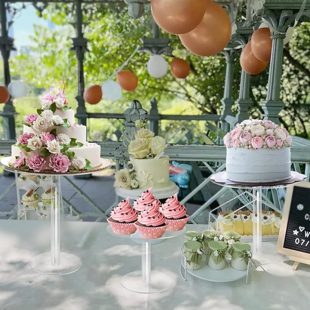 Set 3 Alzate Per Torte In Acrilico Trasparente A Forma Di Fiore - Piedistallo Impilabile Per Cupcake E Buffet - 2