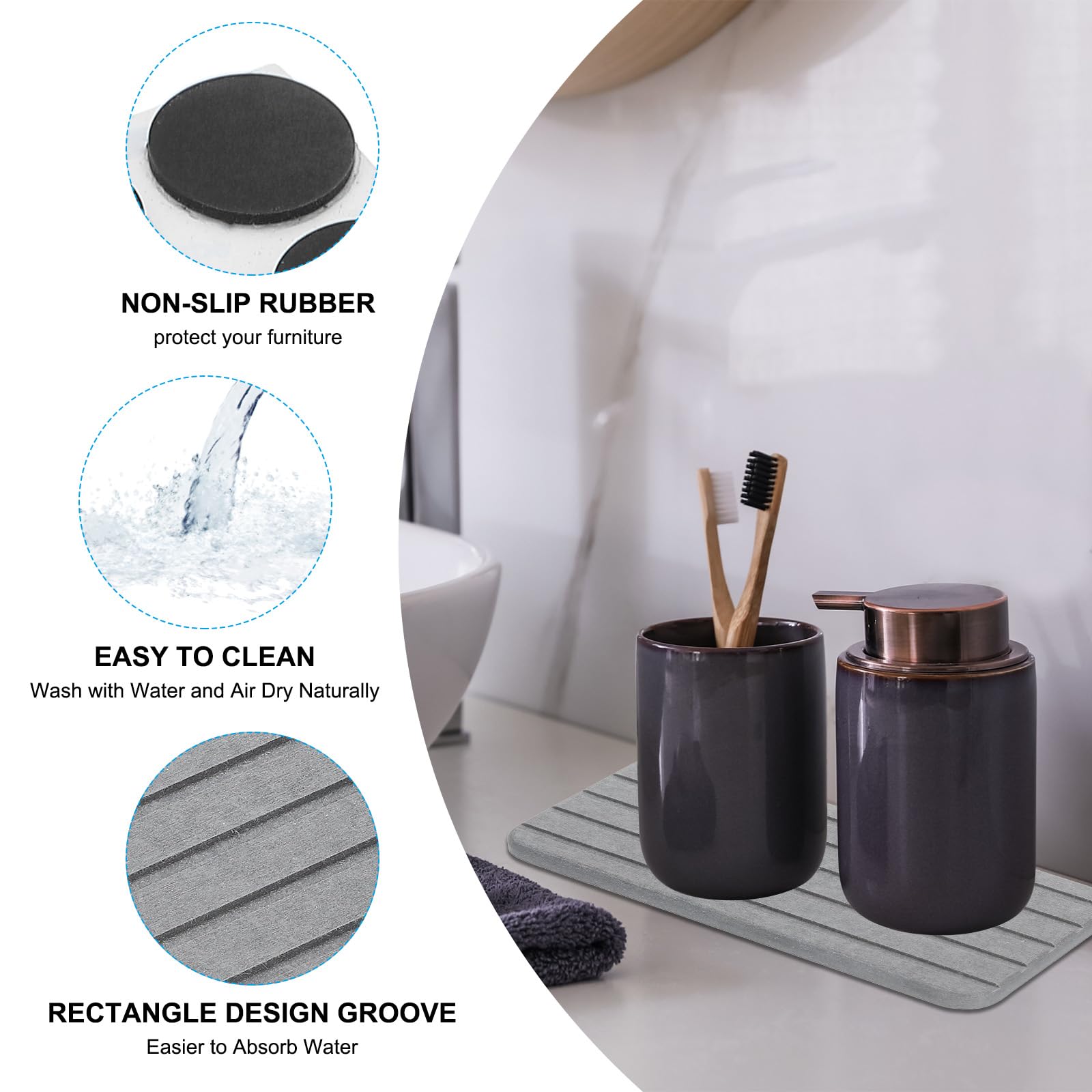 PATIKIL Square Water Absorbent Diatomite Coasters 8.3x3.9inch - Image 3