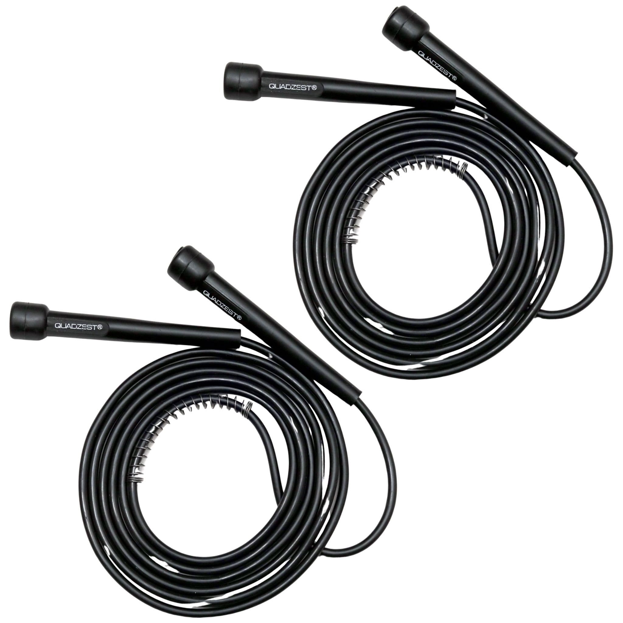 QUADZEST Skipping Rope for Men and Women | Adjustable Height Speed Jump Rope for Kids, Women, Girls | Rassi Jumping Rope for Exercise, Gym, Sports & Fitness - Black, PVC | Pack Of Two