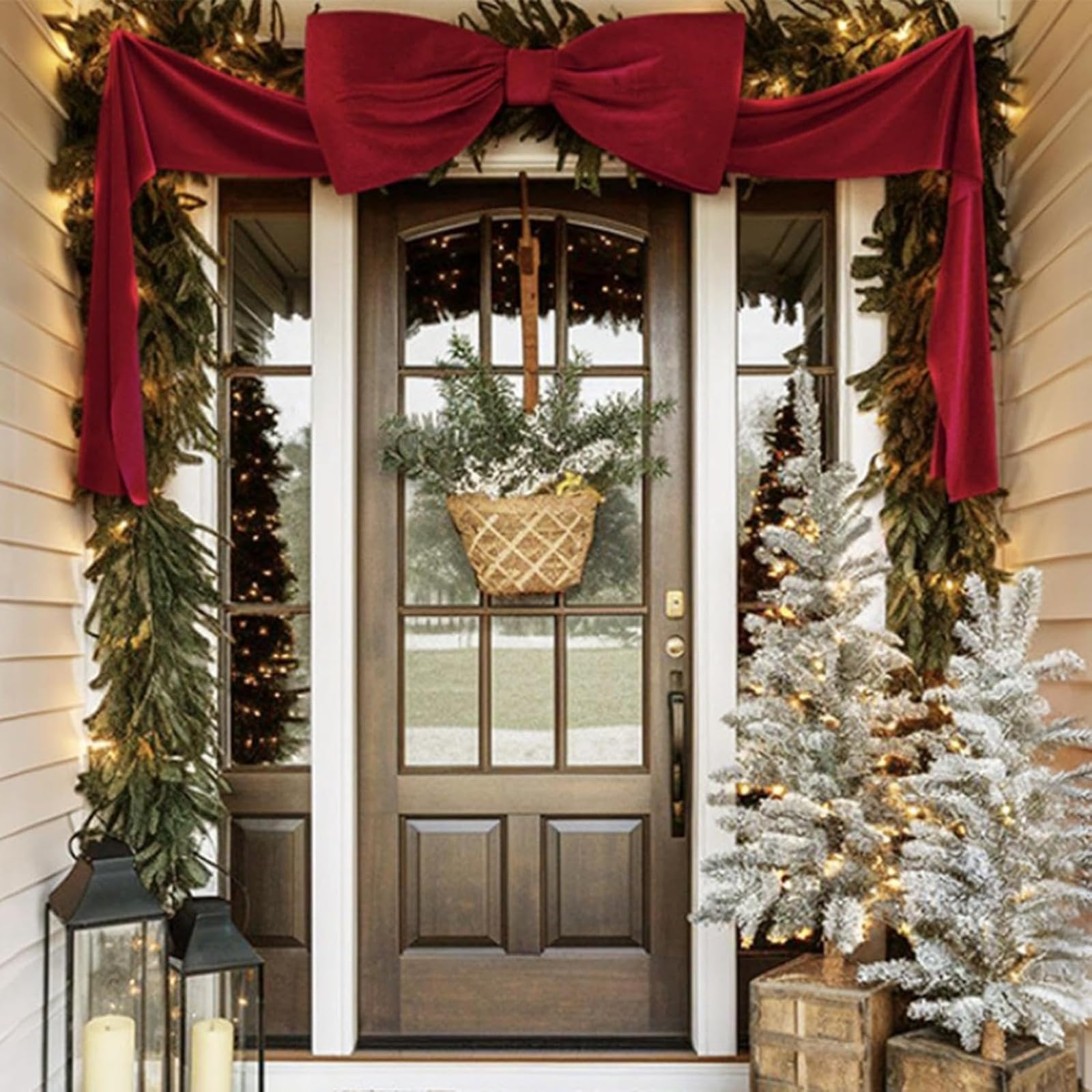 Lazo grande de terciopelo de 180 cm ideal para adornos de Navidad y puertas