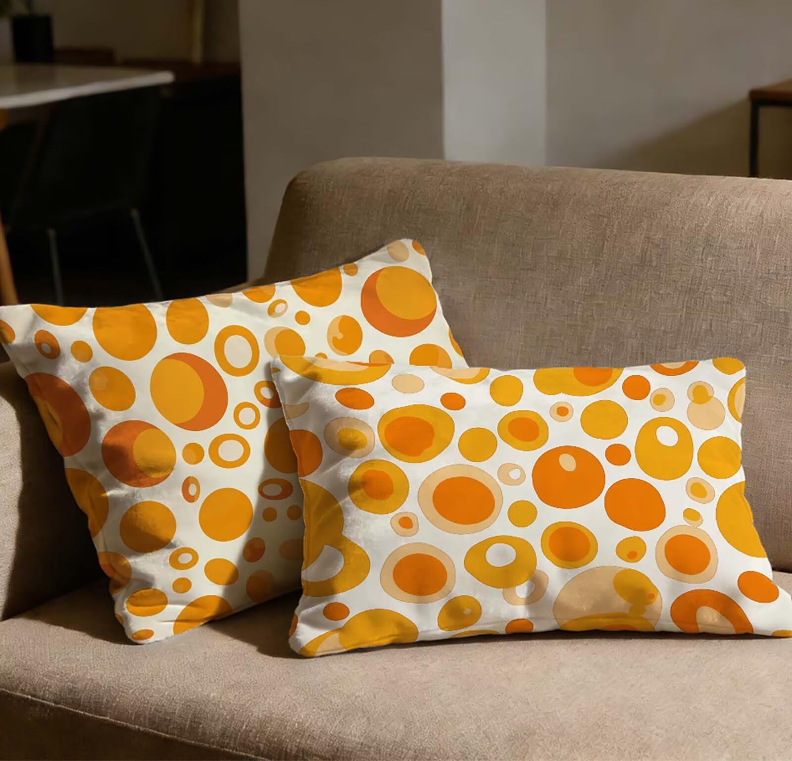 Taie oreiller 50x70 lot de 2 en velours orange avec fermeture éclair invisible O-698C