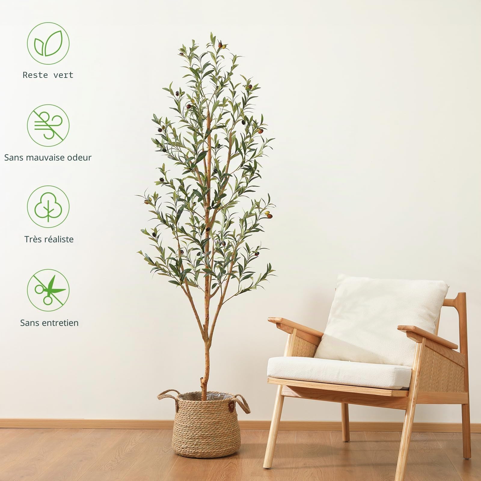 Kazeila Olivier Artificiel 180cm Plantes Artificielles Interieur Plante Artificielle Fausse Plante Décoration Interieur Maison Balcon Déco(1PACK)