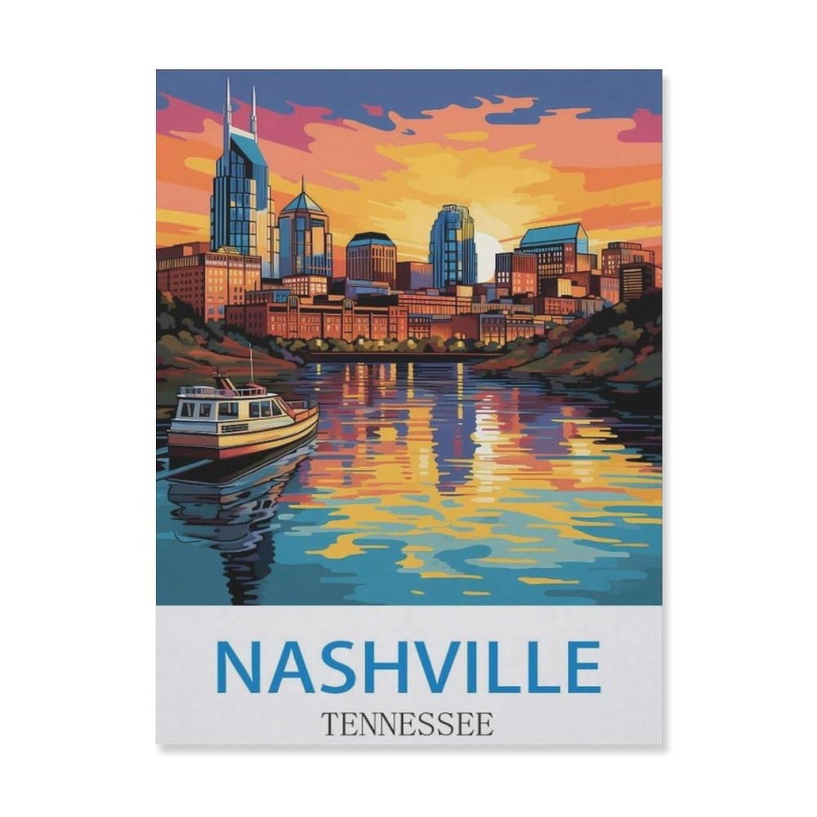 Nashville Tennessee，Tin Sign Vintage Retro Metal Wall Decor Decoration Art for Home Garden Kitchen Bar Pub Living Room Office Garage Poster Plaque(15x30cm）6x12 inch-EG16