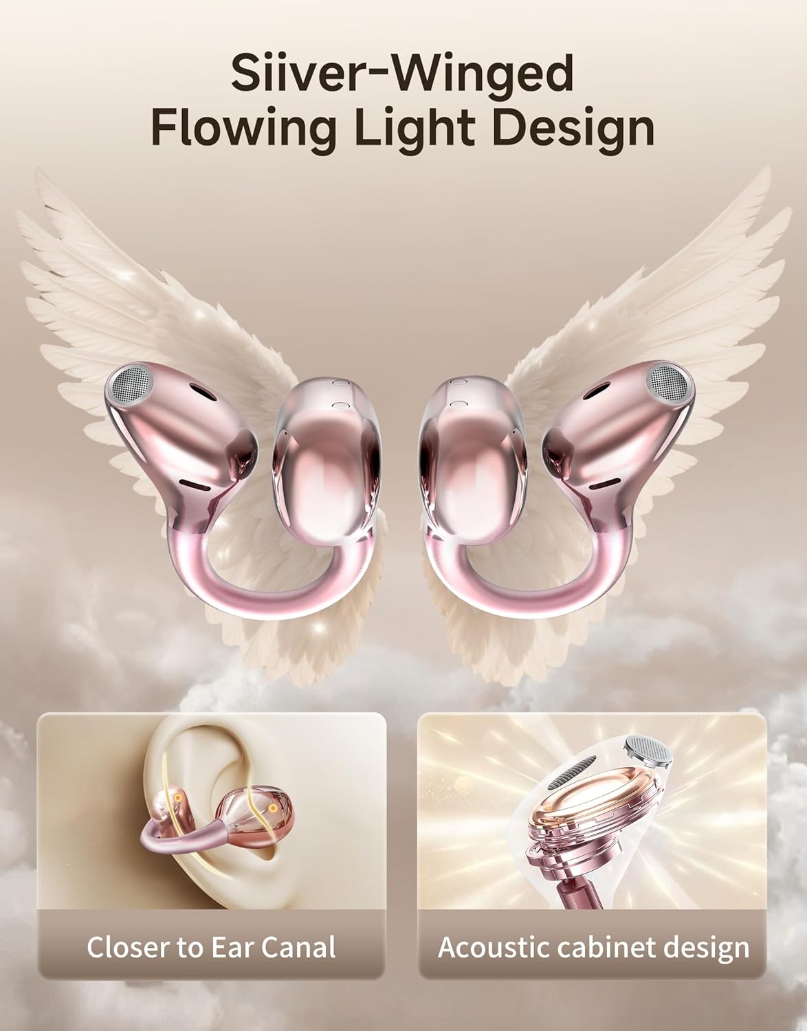 King Lucky Clip On Earbuds Wireless Bluetooth 6.0 Open Ear Earbuds&Headphones,50H Playtime,IPX5 Waterproof,ENC,Multipoint,Ideal for Running,Sport,Workout,Compatible with Glasses&Small Ears - Image 3