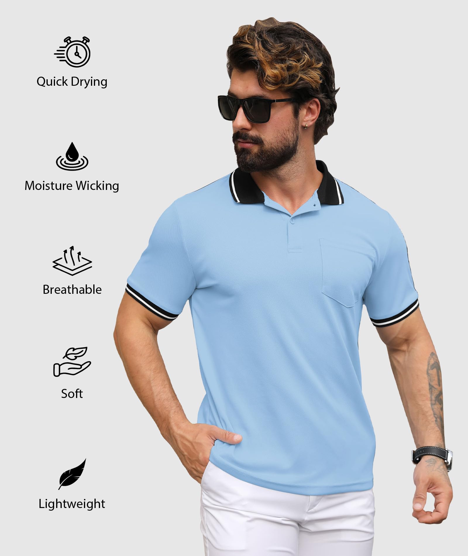 SwissWell Lote 3 Polo Hombre Manga Corta Golf Camisa Verano Deportivos