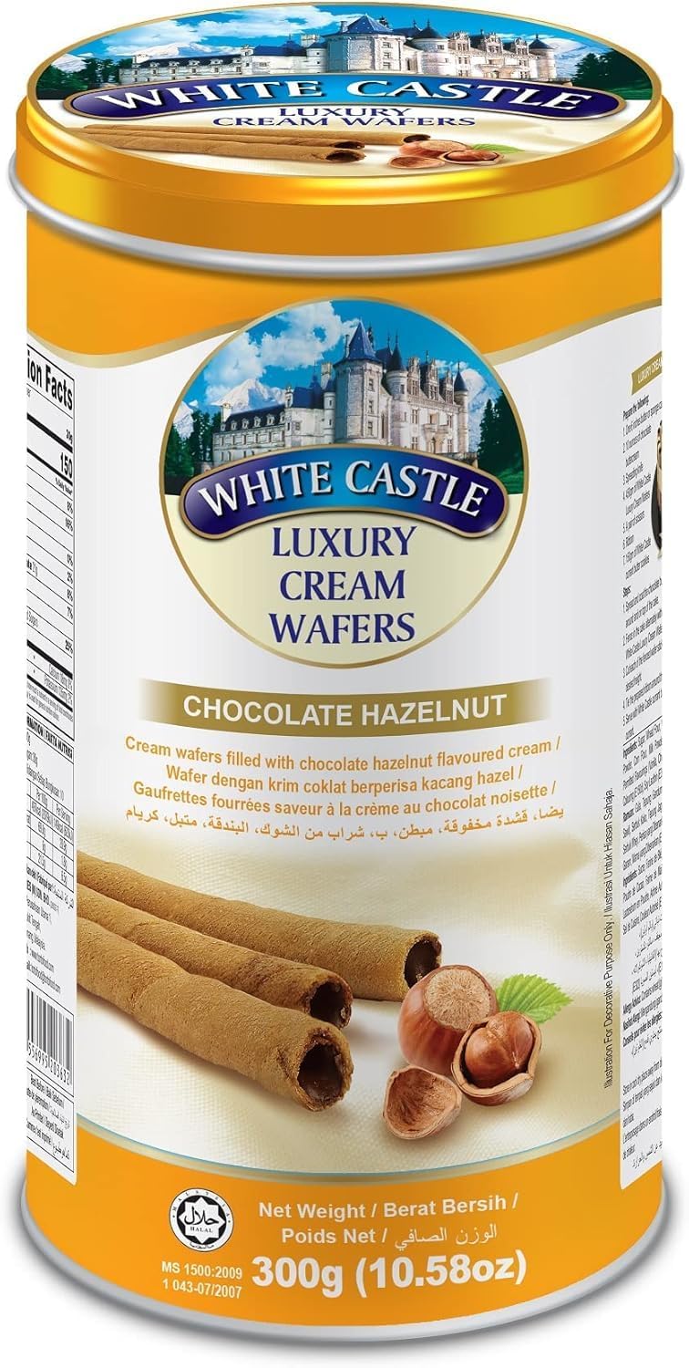 White Castle Luxury Cream Wafers, Chocolate Hazelnut 300g Crispy Treats that Combine Layers Of Delicate Baked Wafers With a Rich, Velvety Filling, Get Flavourito Kunafa Chocolate 20g Absolutely Free From DECADENT FOODS-image-26