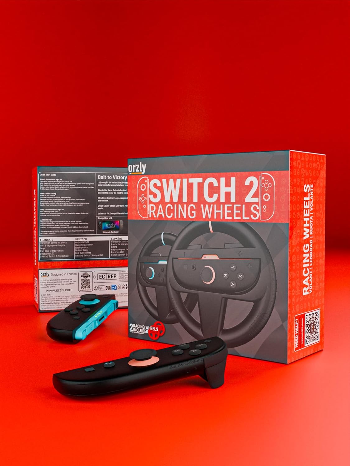Orzly Steering Wheels – Compatible with Switch 2 (2025 Console) – Twin Pack Racing Wheel Accessories for Joy-Con Controllers and MarioKart Racing Games (2 Black Wheels) Gift Boxed - Image 3