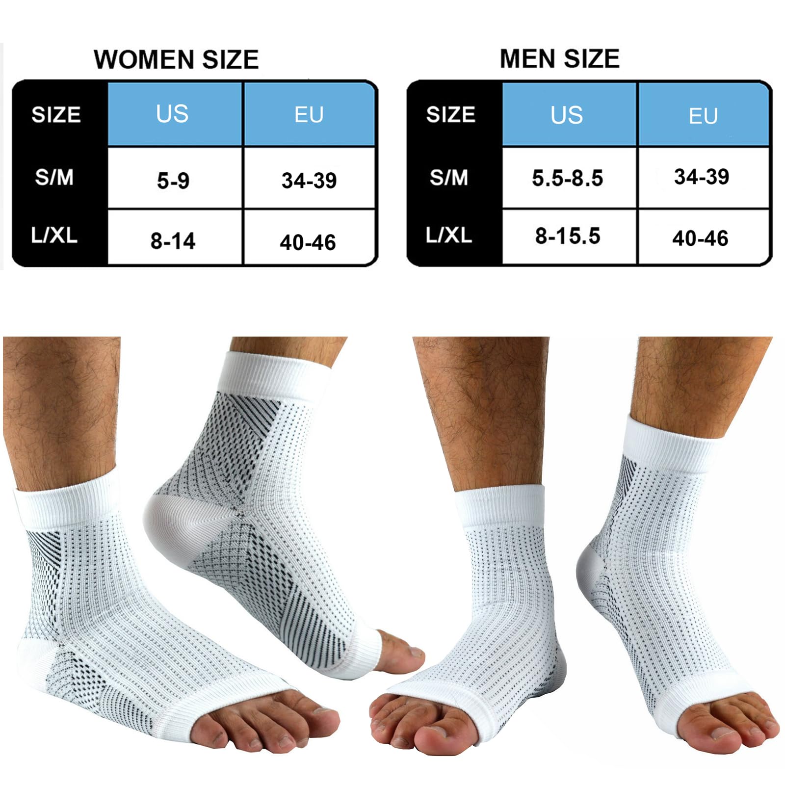 2 Pares Tieberg Calcetines ortopédicos de compresión para hombres mujeres fascitis plantar Calcetines neuropatía calcetines para aliviar el dolor