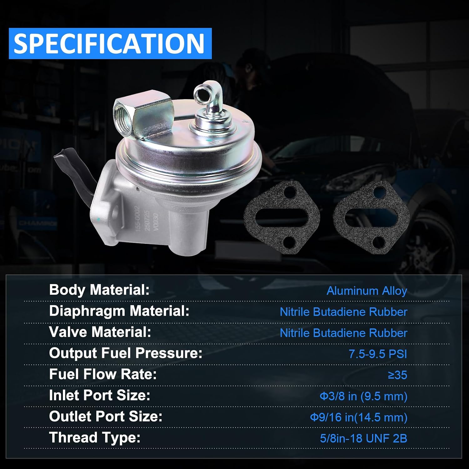 Mechanical Fuel Pump Replacement Compatible with SBC Small Block Chevy 283 305 327 350 400 Engines, Fit for Carter M6624, 7.5-9.5 PSI, 35 GPH High Flow Fit for GM V8