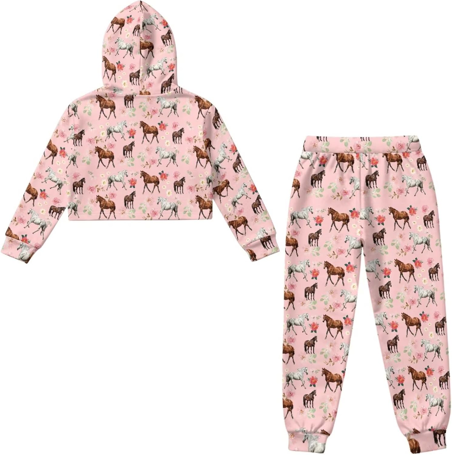 Girls Sweatsuit and Sweatpants Pullover Crop Tops for Kids Sweatshirts Athletic Sets