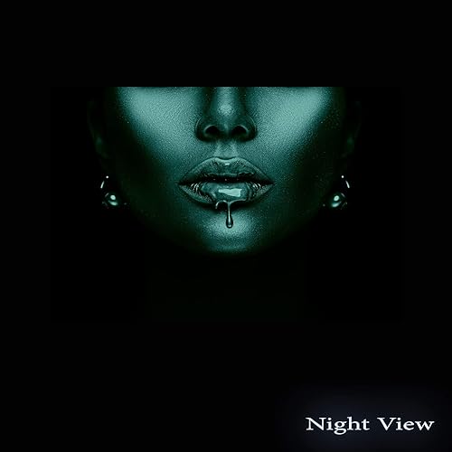 Miniatura 2 de Startonight Arte de pared de vidrio acrílico, retrato en azul y dorado metálico, obra de arte brillante de 24 x 36 pulgadas, decoración del hogar