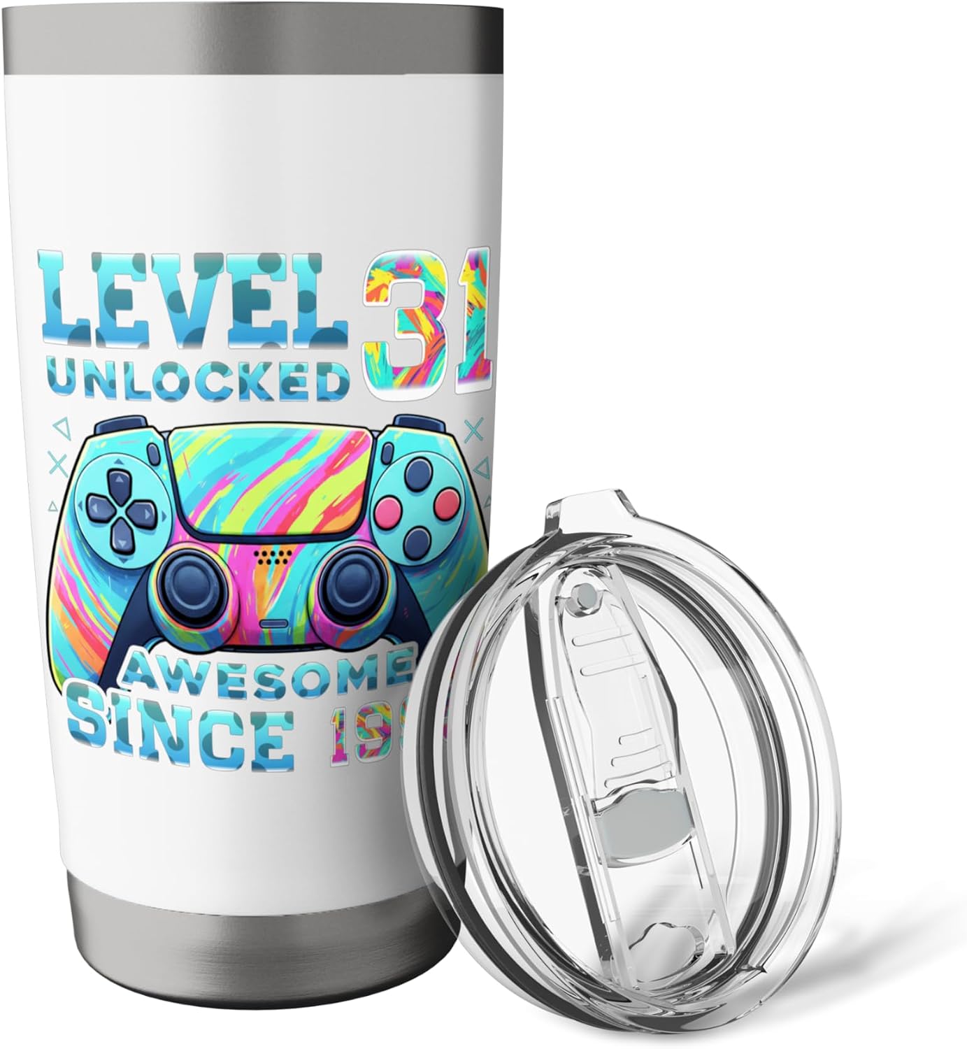 Level 31 Unlocked born 1995 31st birthday gifts video gamer Stainless Steel Insulated Tumbler image 5