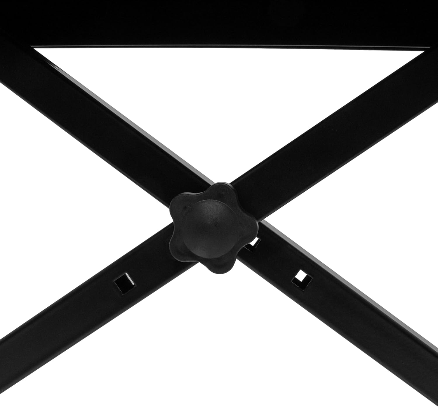 Close-up of the adjustment knob on the BoomToneDJ ST-1 keyboard bench's X-frame.