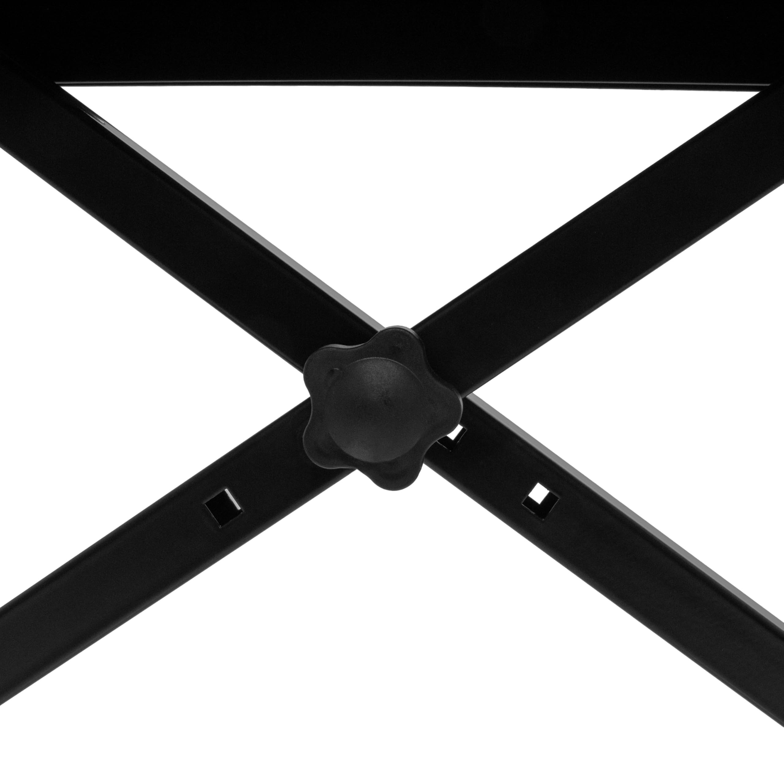 Banc de clavier en X Simili cuir noir BoomToneDJ ST-1 Hauteur réglable de 48 à 60cm Banquette pour piano pliable. Très confortable. Assise 510 x 250 mm.
