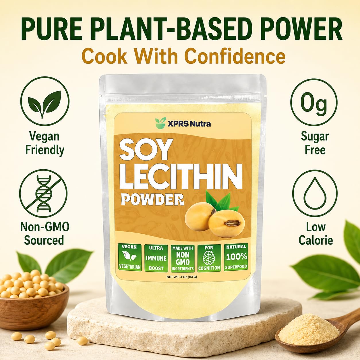 XPRS Nutra Soy Lecithin Powder Food Grade Fat Emulsifier - Suitable for Cooking, Baking and More - Vegan Friendly Soy Lecithin Powder Cooking Aid (4 Ounce) — Amazon image 6