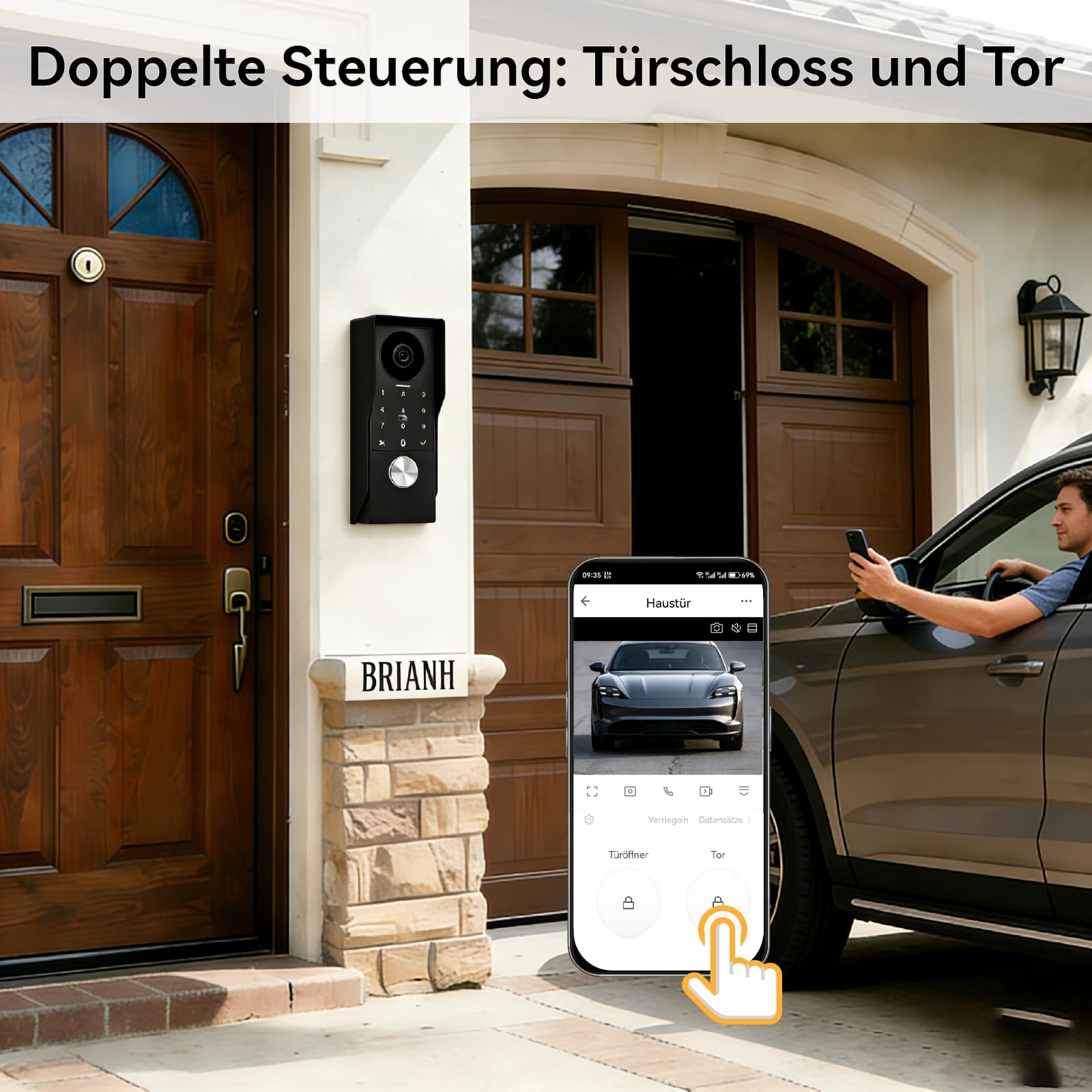 Video Türsprechanlage 2 Draht, Türklingel mit Kamera, Full HD Kamera,Türsprechanlage unterstützt Passwort, 7" Farb-Touchscreen und 2-Wege-Audio, Smartphone app, Bewegungserkennung