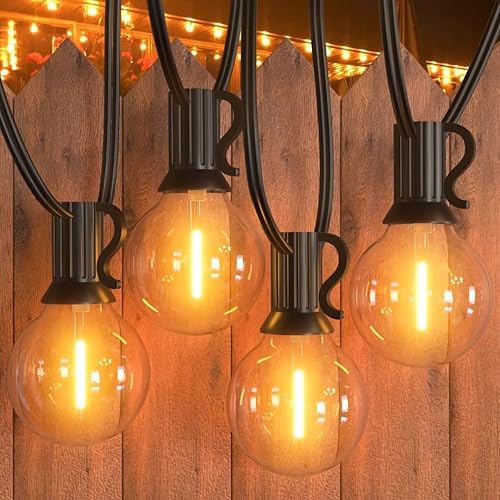 GPATIO Cadena de luces para exteriores de 150 pies, luces impermeables para patio con 77 luces colgantes regulables, bombillas globo G40, 2700 K,