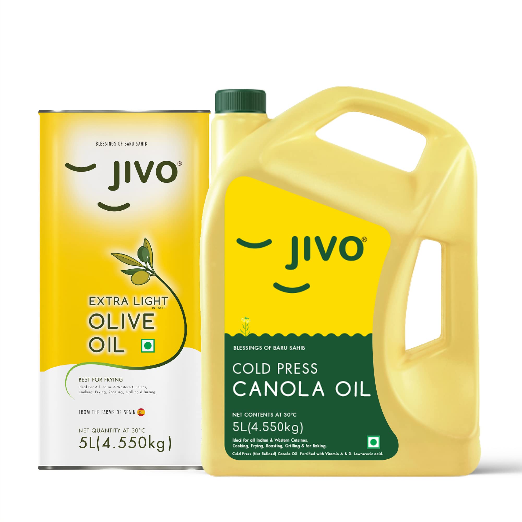 Jivo Canola Cold Press Edible Oil 5 Litre with Extra light Olive Oil 5 Litre |Healthy Cooking Oil for Daily use | Recommended by Indian Medical Association (Pack of 2L) (B09Y96DYZT) Amazon Price History, Amazon Price Tracker