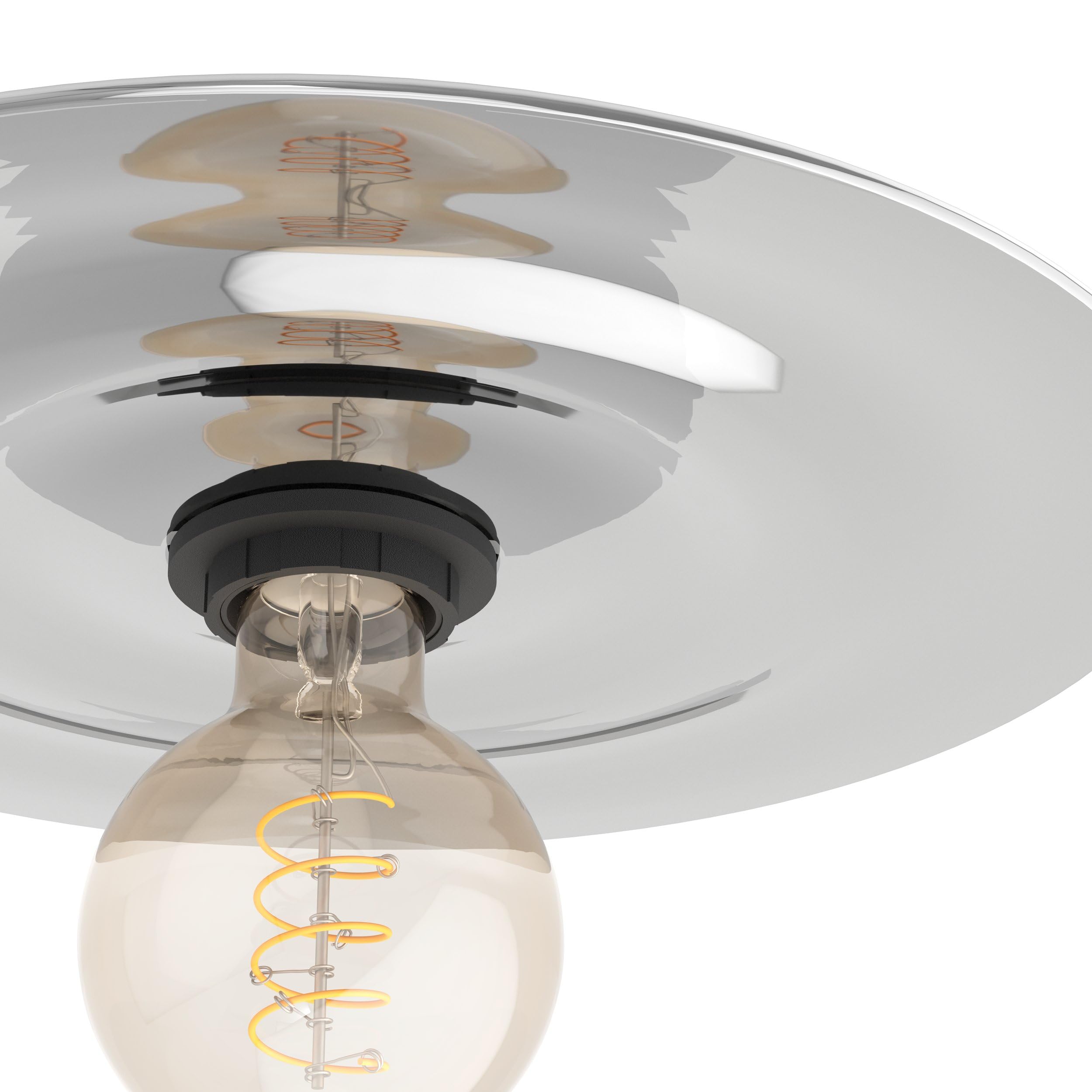 Eglo Lámpara de techo Lintmill, iluminación decorativa | de techo vidrio ahumado, luz para salón metal negro y latón, vidrio gris, Ø 30 cm