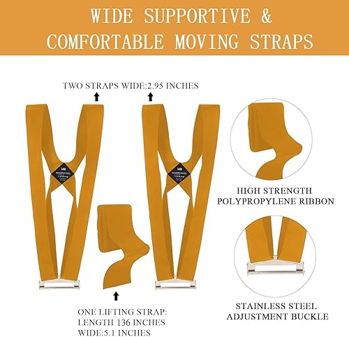 Vista 9 de Correas móviles, correas de elevación y movimiento para 2 personas, correas de elevación para 2 vehículos, correa móvil de hombro para levantar