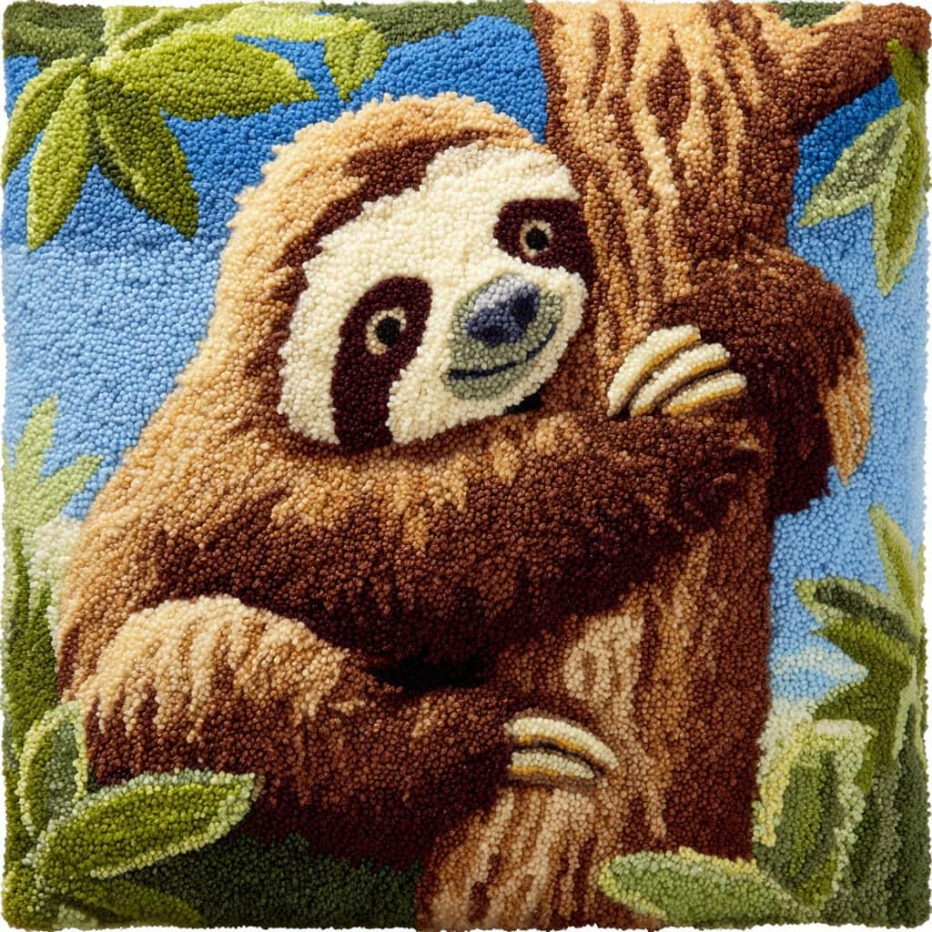 Henypt DIY Latch Hooking Pillow Kits Sloth