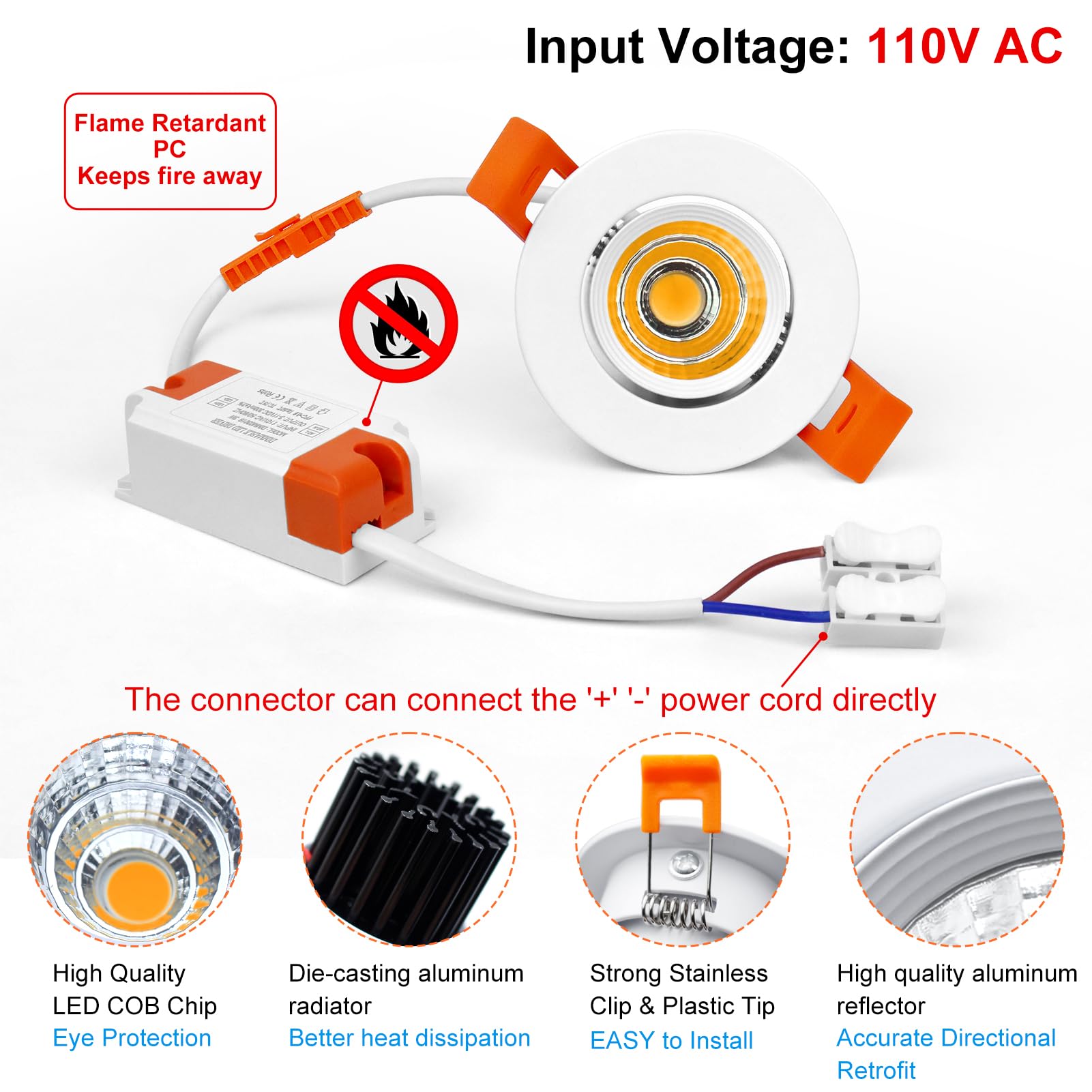 Snapklik.com : inShareplus 2 Inch LED Downlight, 3W Recessed Lighting ...