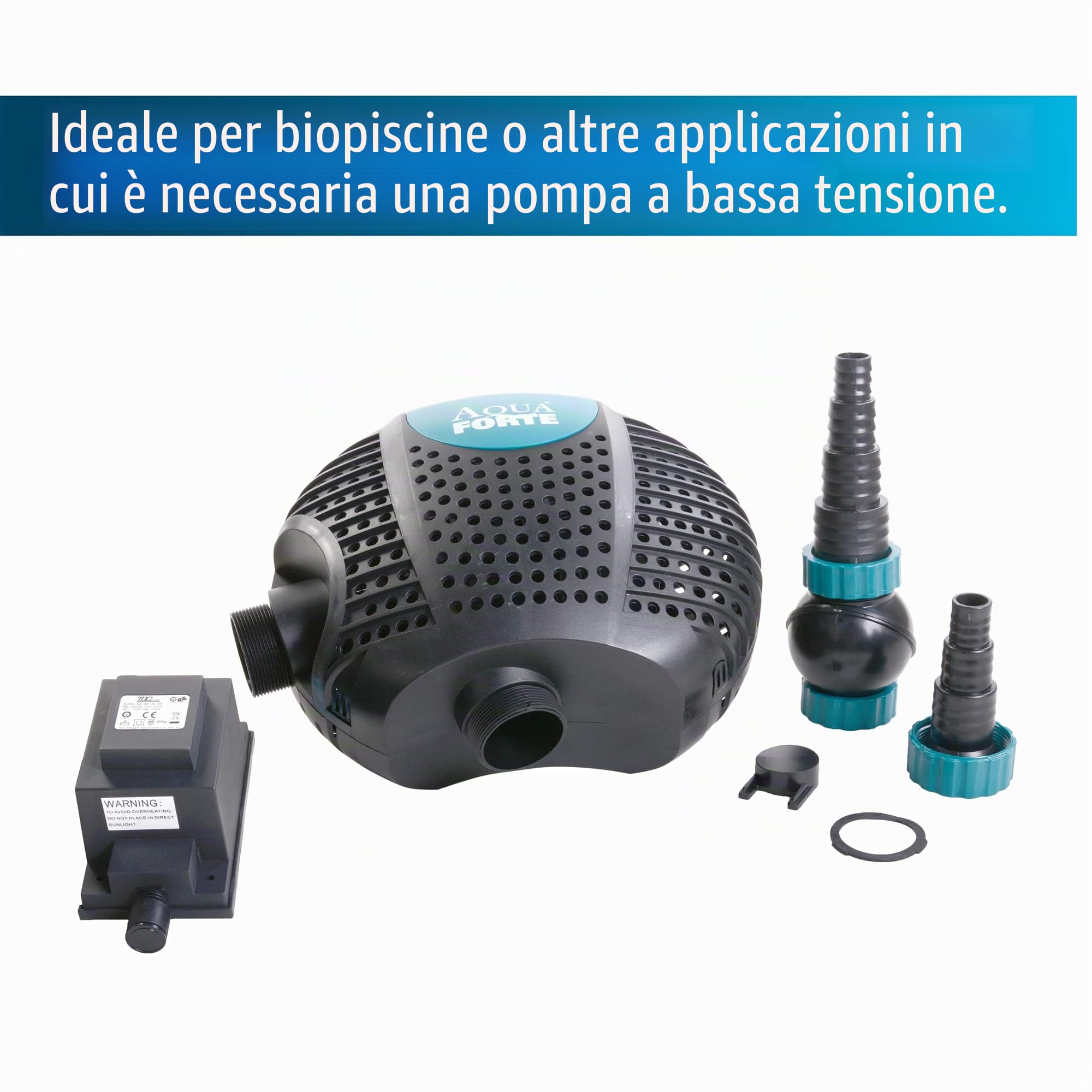 AquaForte – Pompa per filtro/laghetto O-Plus, 6500 LV 12-V, 50 W, Testa 4m